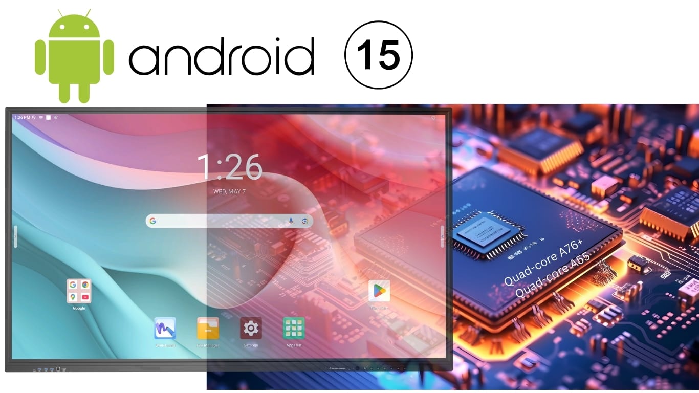 android 15 latest ifpd system, octa core chip rk3588 (quad core a76+quad core a55 )